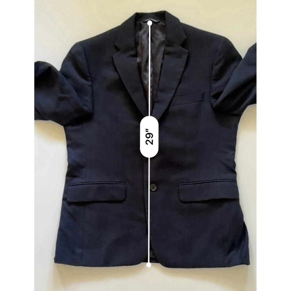 Ralph Lauren Men's Navy Wool Sport Coat Blazer 38S 98% Wool Windowpane Dillard's